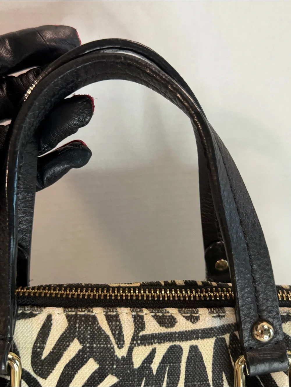 kate spade Black and Cream Botanical Print Satchel